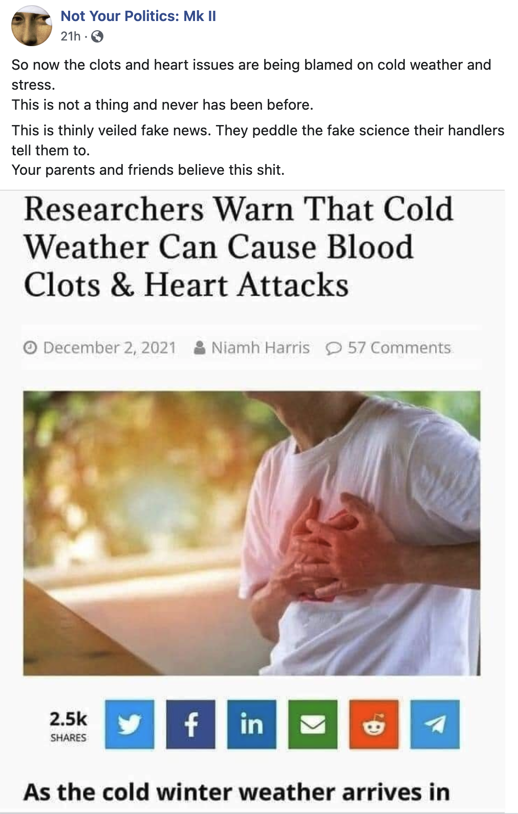 Fact Check Blood Clots And Heart Issues ARE Caused By Cold Weather And